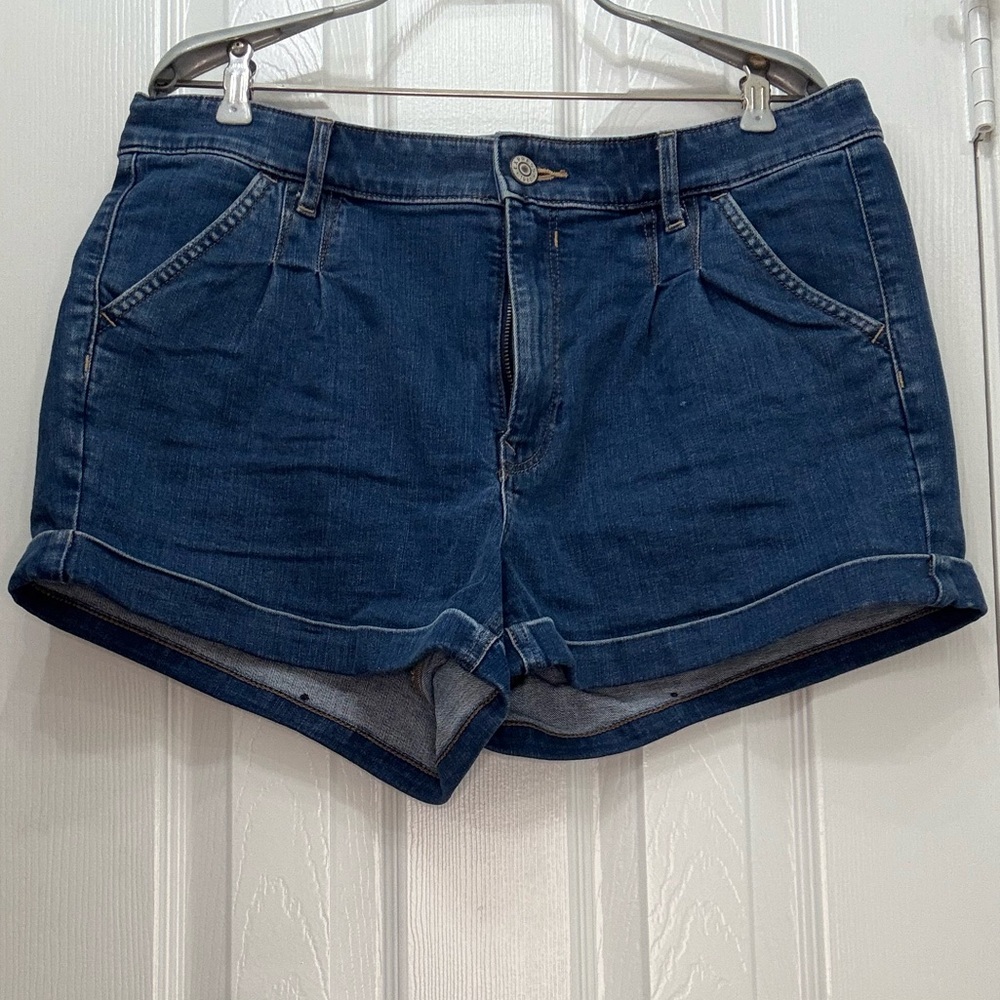 Express Blue Jean Shorts High-Waisted Rolled Hem Style